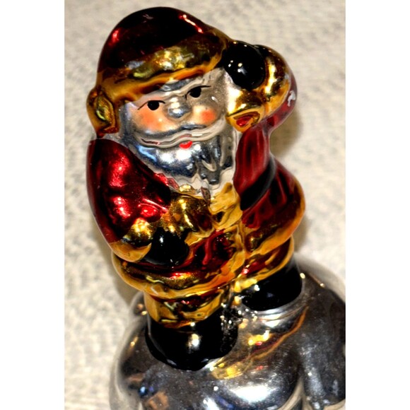 Mercury Glass Santa Christmas Bell Santa Claus 6" - Picture 2 of 4